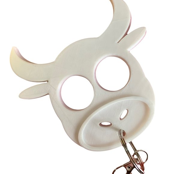 Cow Self Defense Keychain Backpack Charm 3D Printed White or Brown Cow Dairy - Picture 3 of 8
